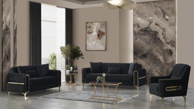 Melody_Sofa_Black_3Pc5